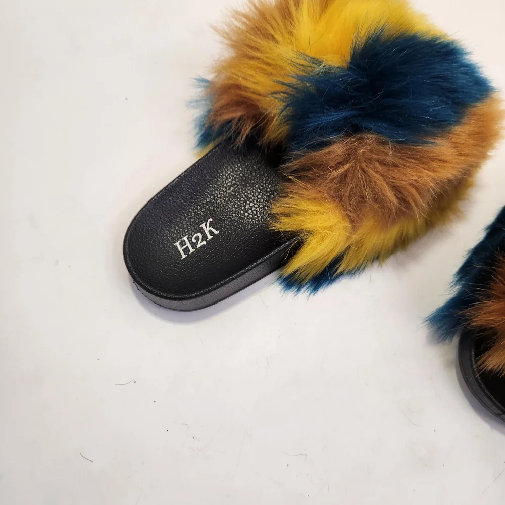 Colorful Fur Slide Sandals